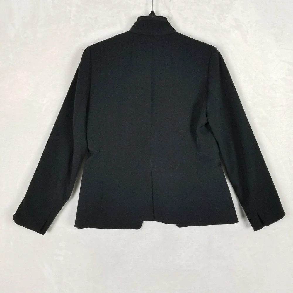J.Crew Open Front Blazer Women 6 Black Polka Dot Lining Structured Workwear